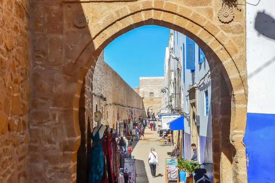Is Morocco safe for tourists? Medina archway street in Essaouira, Morocco